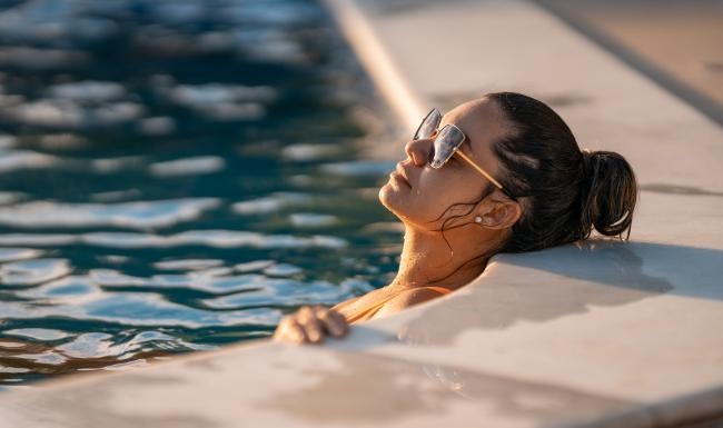 Sparkling swimming pool a person in a pool